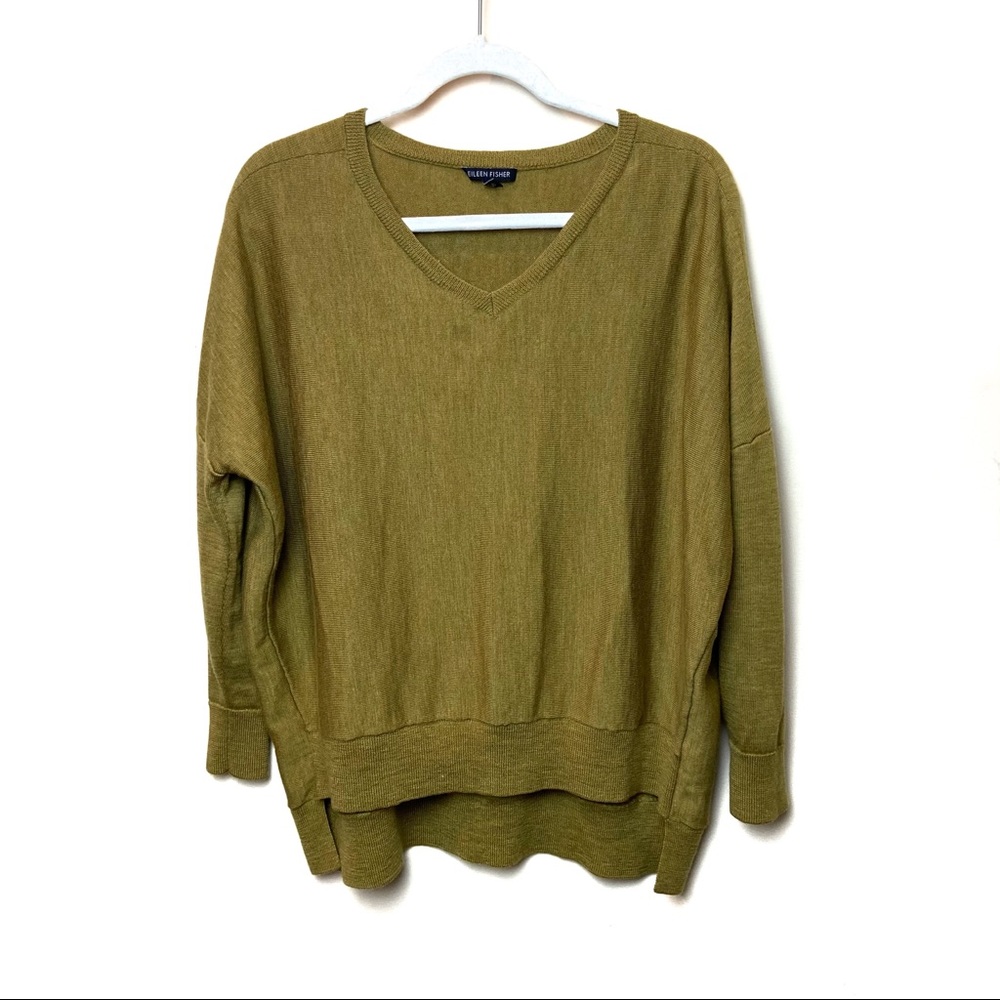 Eileen Fisher Merino Wool V Neck Sweater M